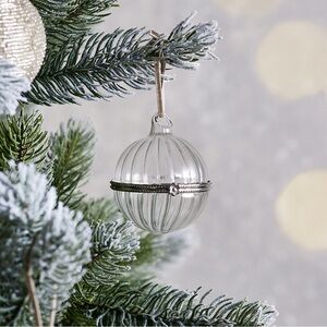 THE WHITE COMPANY RIBBED GLASS MEMORY BAUBLE ORNAMENT SET OF 9